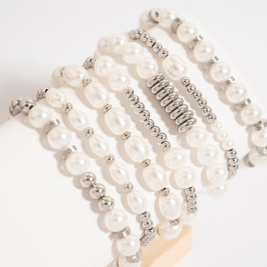 8mm Kiska Glass Pearl Stretch Bracelets