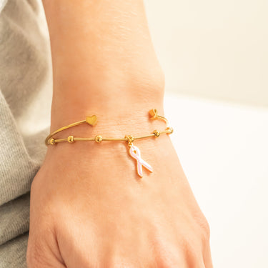 Adjustable Cuff with Cancer Ribbon Charm