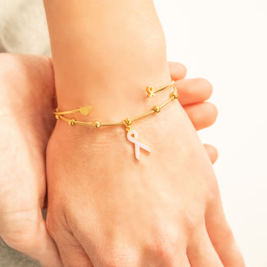 Adjustable Cuff with Cancer Ribbon Charm