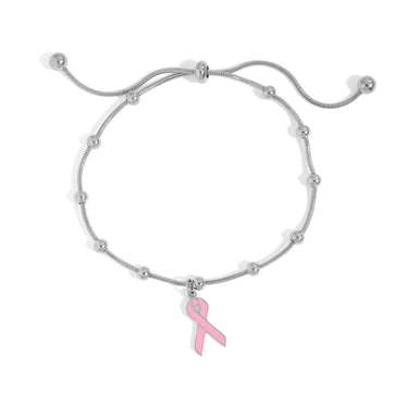 Adjustable Bangle with Cancer ribbon Charm