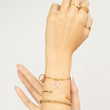 Wholesale jewelry 18K Gold PVD Stainless Steel Adjustable Bangle with Cancer Ribbon- gold model 
