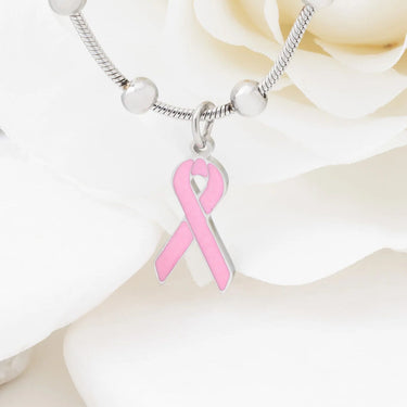 Wholesale jewelry 18K Gold PVD Stainless Steel Adjustable Bangle with Cancer Ribbon- stainless studio 