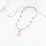 Wholesale jewelry 18K Gold PVD Stainless Steel Adjustable Bangle with Cancer Ribbon- stainless studio 