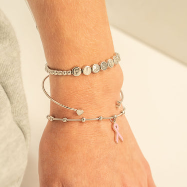 Adjustable Cuff with Cancer Ribbon Charm