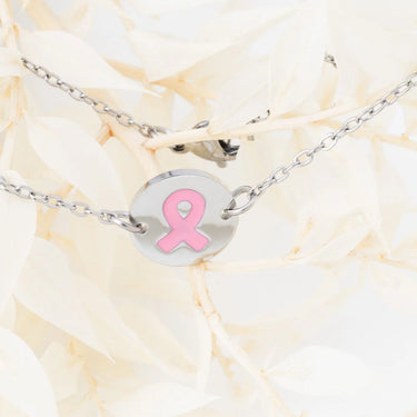 Wholesale jewelry 18K Gold PVD Stainless Steel Breast Cancer Charm Bracelet- stainless studio 