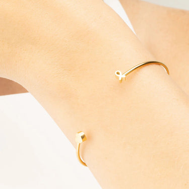 Wholesale jewelry 18K Gold PVD Stainless Steel Cancer Ribbon Adjustable Cuff Bracelet - gold model 
