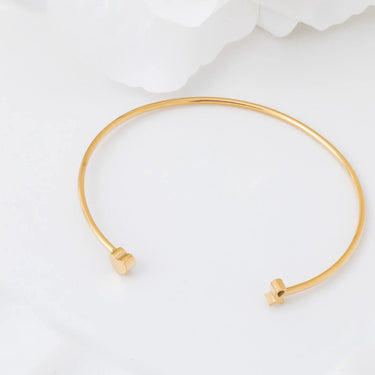 Wholesale jewelry 18K Gold PVD Stainless Steel Cancer Ribbon Adjustable Cuff Bracelet - gold studio 