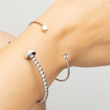 Wholesale jewelry 18K Gold PVD Stainless Steel Cancer Ribbon Adjustable Cuff Bracelet - stainless model 