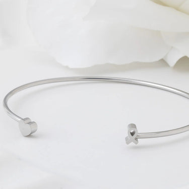 Wholesale jewelry 18K Gold PVD Stainless Steel Cancer Ribbon Adjustable Cuff Bracelet - stainless studio 