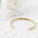 Wholesale jewelry 18K Gold PVD Stainless Steel Adjustable Bangle F*ck Cancer - gold studio 