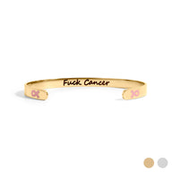 Wholesale jewelry 18K Gold PVD Stainless Steel Adjustable Bangle F*ck Cancer - gold main 