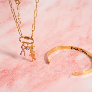 Cancer Awareness Carabiner Necklace