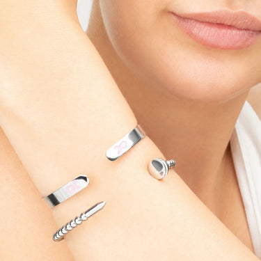 Wholesale jewelry 18K Gold PVD Stainless Steel Adjustable Bangle F*ck Cancer - stainless model