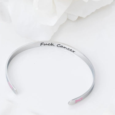 Wholesale jewelry 18K Gold PVD Stainless Steel Adjustable Bangle F*ck Cancer - stainless studio 