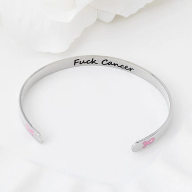 Wholesale jewelry 18K Gold PVD Stainless Steel Adjustable Bangle F*ck Cancer - stainless studio 