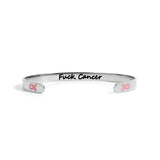 Wholesale jewelry 18K Gold PVD Stainless Steel Adjustable Bangle F*ck Cancer - stainless main 