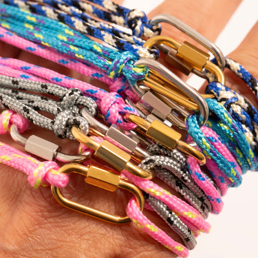 Gold / Silver / Hot Pink Rope Carabiner Bracelet / BRJ1095