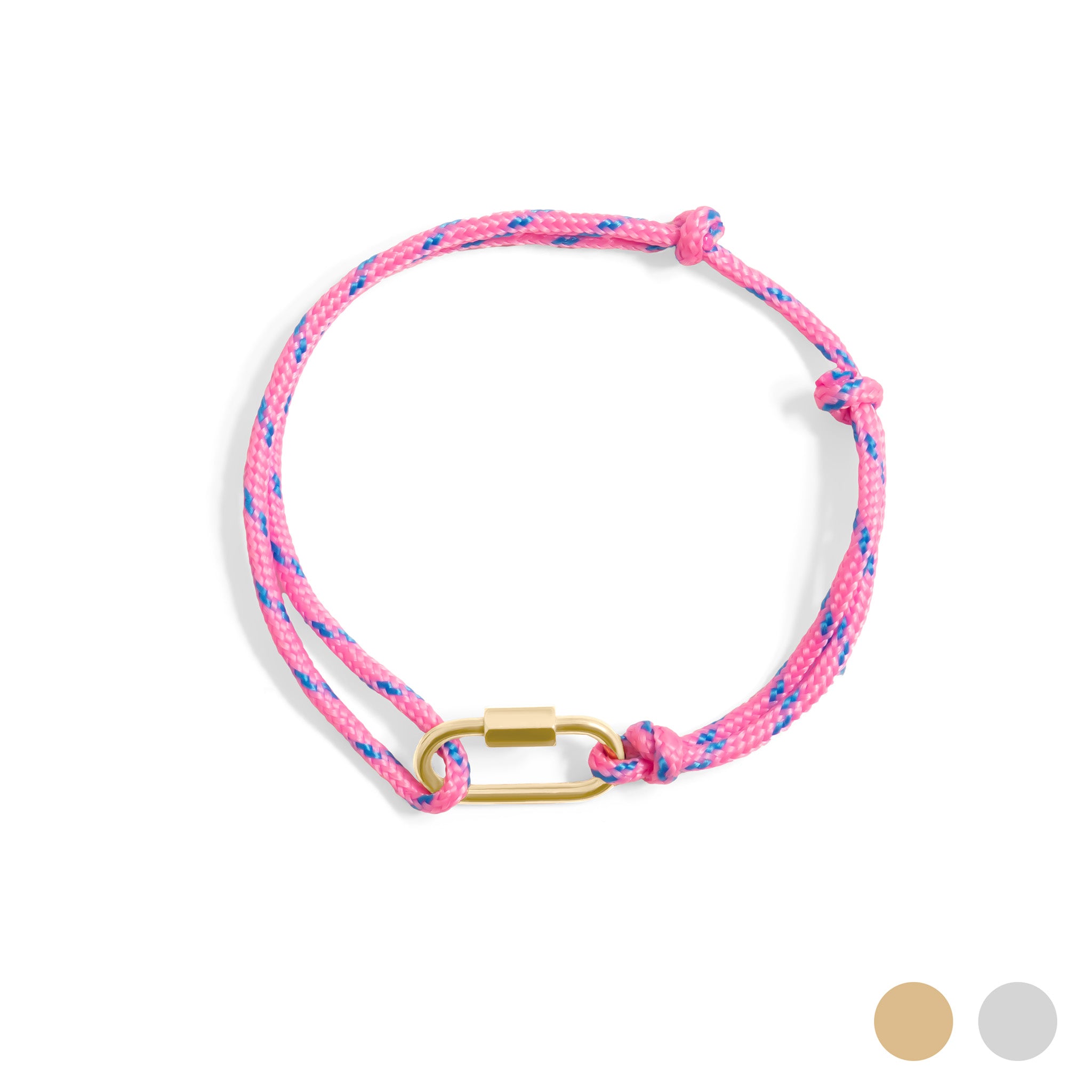 Gold / Hot Pink Rope Carabiner Bracelet / BRJ1095