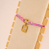 Gold / Hot Pink Rope Carabiner Bracelet / BRJ1095 / PDL0305