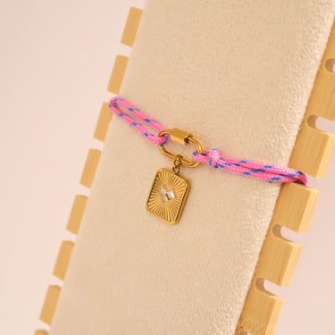 Gold / Hot Pink Rope Carabiner Bracelet / BRJ1095 / PDL0305