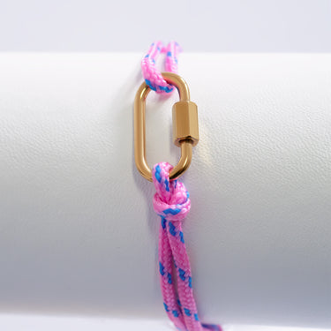 Gold / Hot Pink Rope Carabiner Bracelet / BRJ1095
