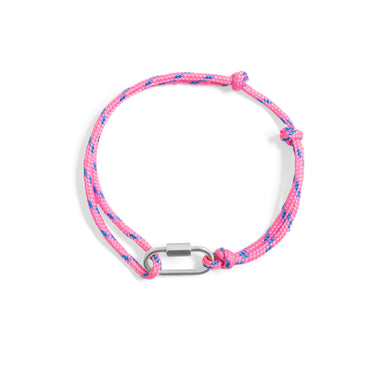 Silver / Hot Pink Rope Carabiner Bracelet / BRJ1095