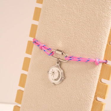 Silver / Hot Pink Rope Carabiner Bracelet / BRJ1095 / PDL0312
