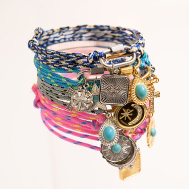 Gold / Silver / Navy Rope Carabiner Bracelet / BRJ1099 / Charms