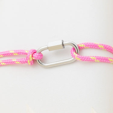 Wholesale jewelry 18K Gold PVD Stainless Steel Pink Rope Carabiner Bracelet - stainless studio 