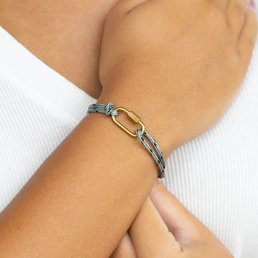 18K Gold PVD Stainless Steel Grey Rope Carabiner Bracelet- gold model 