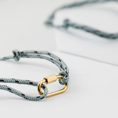 18K Gold PVD Stainless Steel Grey Rope Carabiner Bracelet- gold studio 
