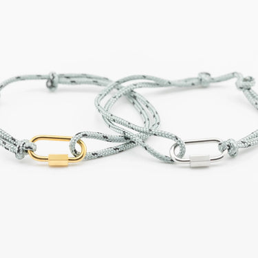 18K Gold PVD Stainless Steel Grey Rope Carabiner Bracelet- gold and stainless studio 
