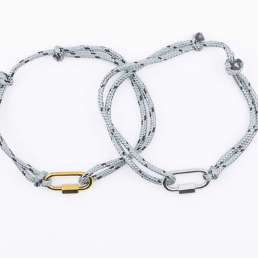 18K Gold PVD Stainless Steel Grey Rope Carabiner Bracelet- gold and stainless studio 