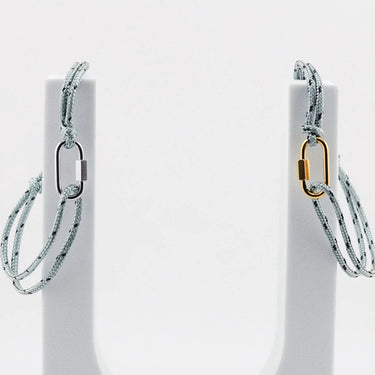 18K Gold PVD Stainless Steel Grey Rope Carabiner Bracelet- gold and stainless studio 