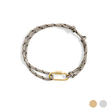 18K Gold PVD Stainless Steel Grey Rope Carabiner Bracelet- gold main 