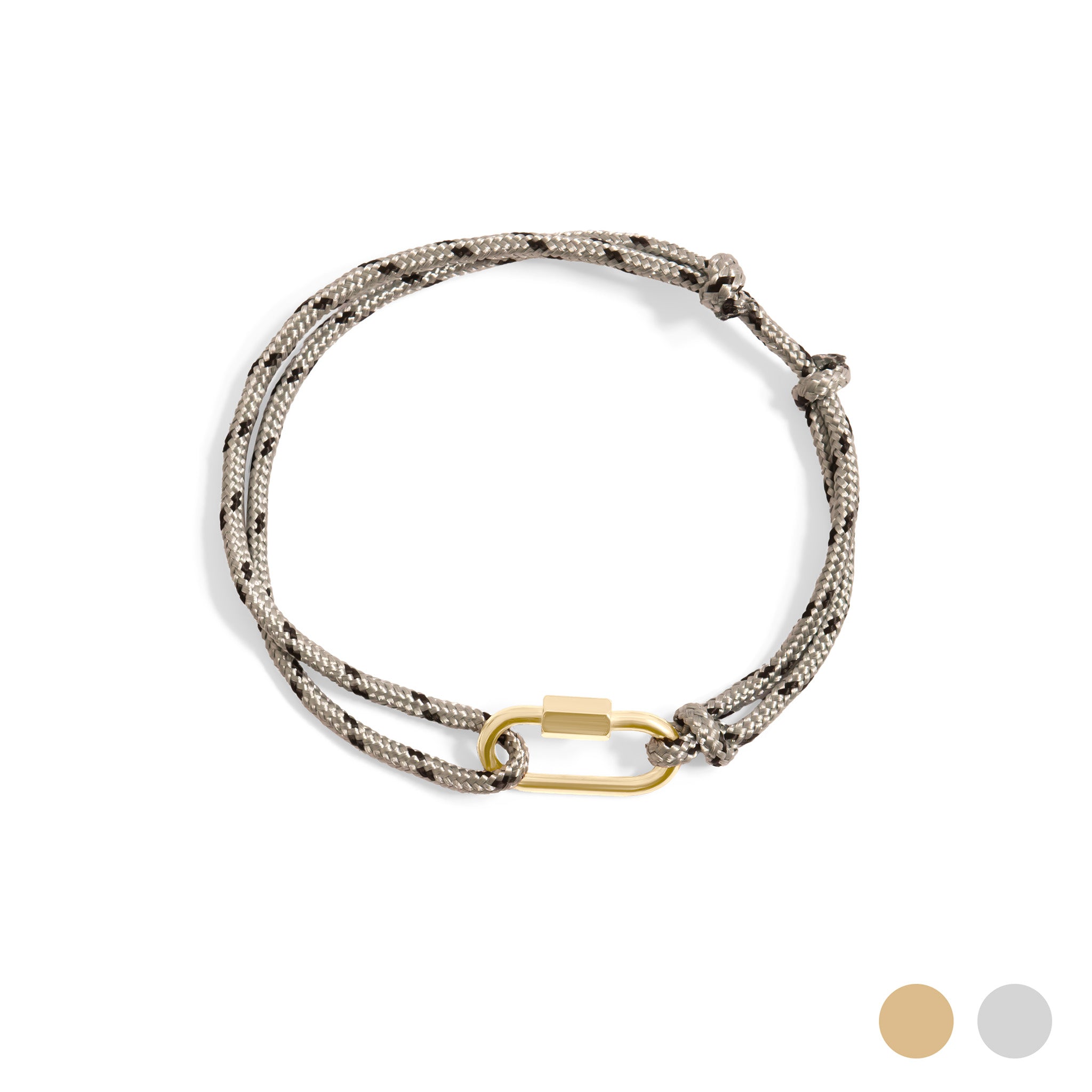 Gold / Grey Rope Carabiner Bracelet / BRJ1097
