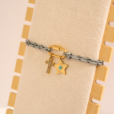 Gold / Grey Rope Carabiner Bracelet / BRJ1097 / PDL0306 / PDL0311