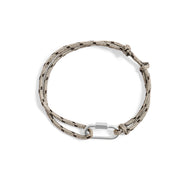 18K Gold PVD Stainless Steel Grey Rope Carabiner Bracelet- stainless main 
