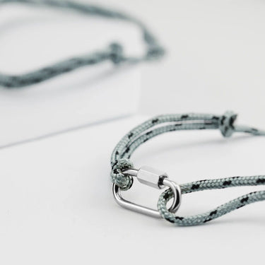 18K Gold PVD Stainless Steel Grey Rope Carabiner Bracelet- stainless studio 