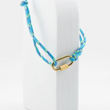 Wholesale Jewelry 18K Gold PVD Stainless Steel Teal Rope Carabiner Bracelet - gold studio 