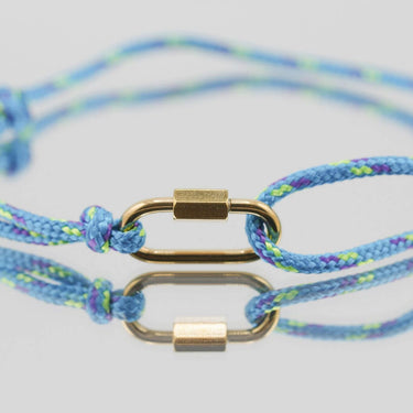 Wholesale Jewelry 18K Gold PVD Stainless Steel Teal Rope Carabiner Bracelet - gold studio 