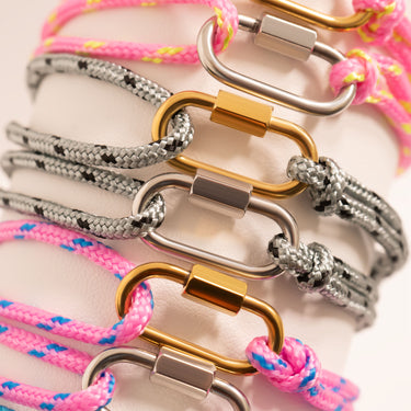 Silver / Gold / Teal Rope Carabiner Bracelet / BRJ1098