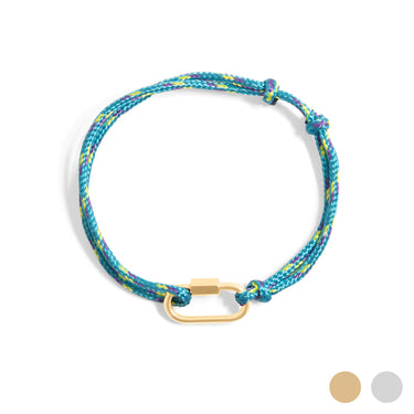 Gold / Teal Rope Carabiner Bracelet / BRJ1098