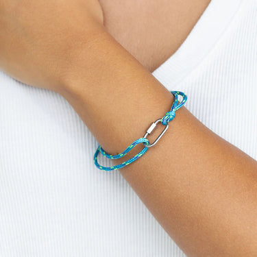 Wholesale Jewelry 18K Gold PVD Stainless Steel Teal Rope Carabiner Bracelet - stainless model