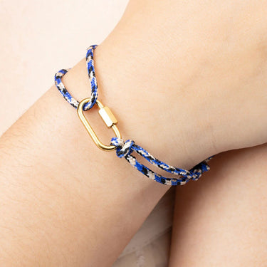 Gold Navy Rope Carabiner Bracelet
