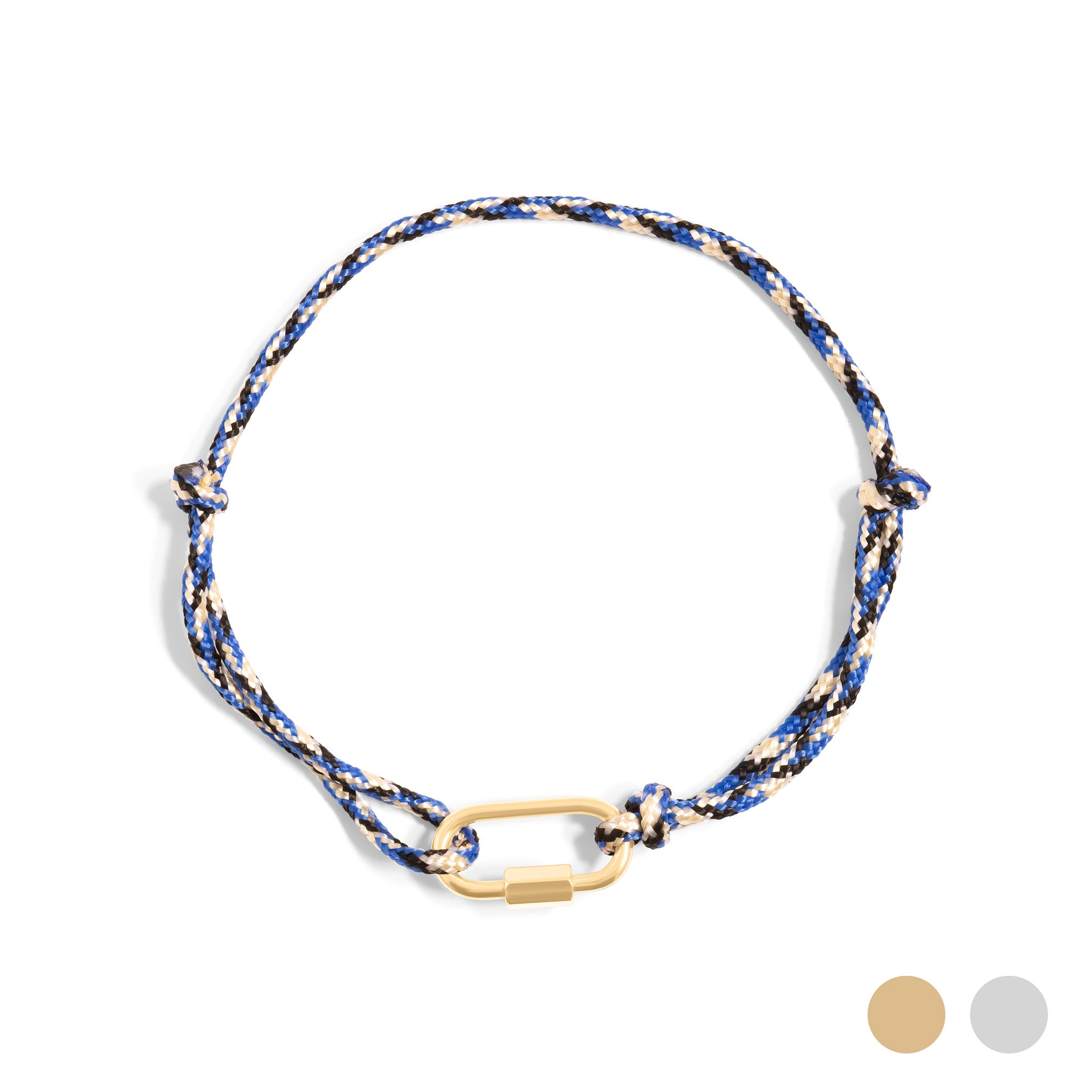 Gold / Navy Rope Carabiner Bracelet / BRJ1099
