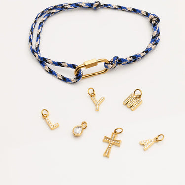 Gold Navy Rope Carabiner Bracelet