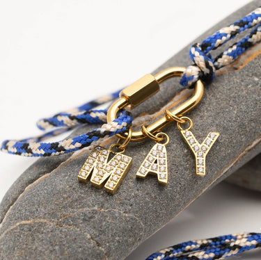 Gold Navy Rope Carabiner Bracelet