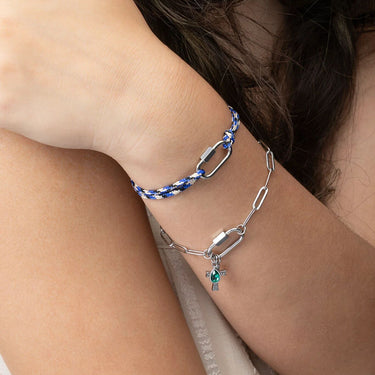 Silver Navy Rope Carabiner Bracelet