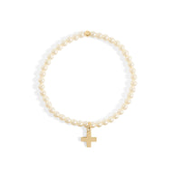 Pearl Beaded Bracelet with Cross